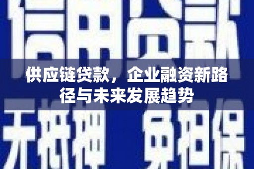 兴山供应链贷款，企业融资新路径与未来发展趋势